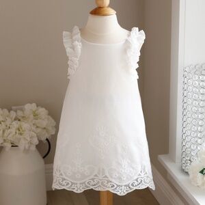 White Dress Cotton Embroidered Lace Boutique Couture 24 Months Portrait Vacation